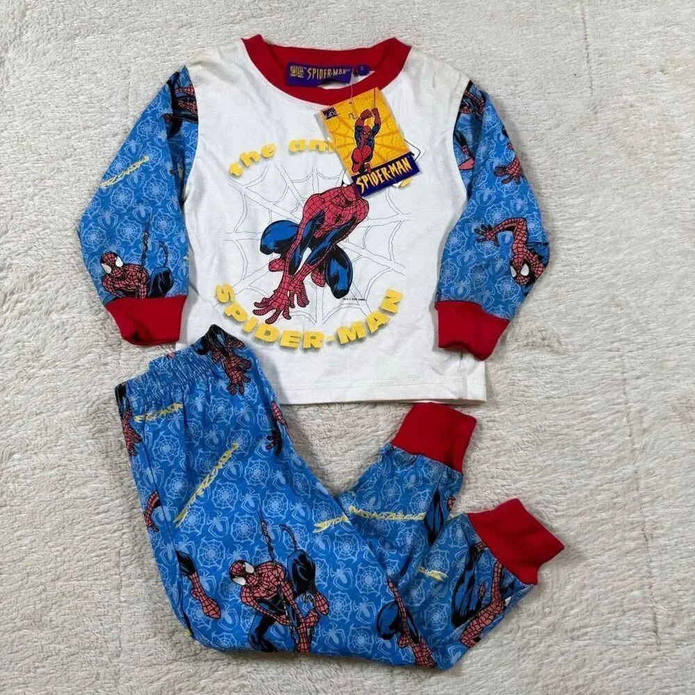 NWT 2002 Spider-Man Marvel 2 Piece Kids Pajama Set Outfit